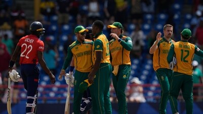 However, South Africa clawed back after that with Livingstone falling to Rabada in the 18th and Brook falling to a quite sensational catch by Aiden Markram in the last over bowled by Nortje. Brook scored 53 runs in 37 balls while Livingstone made 33 in 17. (AP) However, South Africa clawed back after that with Livingstone falling to Rabada in the 18th and Brook falling to a quite sensational catch by Aiden Markram in the last over bowled by Nortje. Brook scored 53 runs in 37 balls while Livingstone made 33 in 17. (AP)