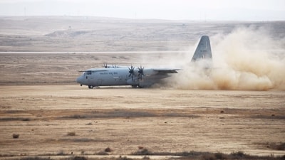 The air force currently operates a fleet of 12 C-130J medium-sized airlifters (IAF file photo) The air force currently operates a fleet of 12 C-130J medium-sized airlifters (IAF file photo)
