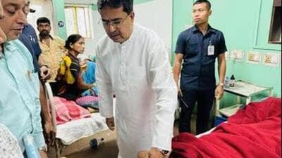 Tripura CM Manik Saha visited the students at the hospital on Thursday (Twitter Photo)