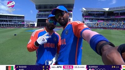 Rishabh Pant (L) and Hardik Pandya pose in front of the Spider-Cam (Screengrab)