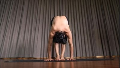 Padahastasana, also known as Hand-to-Foot Pose, helps in relieving stress and improveing blood flow. (Grand Master Akshar) Padahastasana, also known as Hand-to-Foot Pose, helps in relieving stress and improveing blood flow. (Grand Master Akshar)