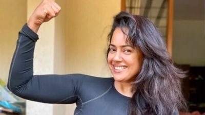 Sameera Reddy shared her yoga album on Instagram featuring herself and her family doing yoga asanas. "Forever grateful for the balance it gives us. I am humbled with my practice and will continue to grow, heal and learn," the actor wrote on Instagram. (Instagram) Sameera Reddy shared her yoga album on Instagram featuring herself and her family doing yoga asanas. "Forever grateful for the balance it gives us. I am humbled with my practice and will continue to grow, heal and learn," the actor wrote on Instagram. (Instagram)
