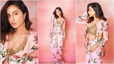 Shraddha Kapoor teamed a floral pantsuit with a crochet bralette. (Instagram/@shraddhakapoor) Shraddha Kapoor teamed a floral pantsuit with a crochet bralette. (Instagram/@shraddhakapoor)