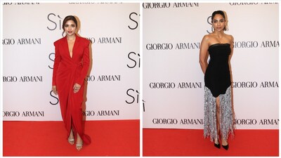 Jiya Shankar dazzled in a red dress with long sleeves and a knot detail on the waist at the Giorgio Armani perfume launch event in Mumbai on Thursday. Sobhita Dhulipala brought the sparklers out with her black off-shoulder dress and silver tassles. Jiya Shankar dazzled in a red dress with long sleeves and a knot detail on the waist at the Giorgio Armani perfume launch event in Mumbai on Thursday. Sobhita Dhulipala brought the sparklers out with her black off-shoulder dress and silver tassles.