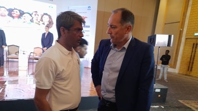 AIFF president Kalyan Chaubey (L) with former India head coach Igor Stimac (Dhiman Sarkar) AIFF president Kalyan Chaubey (L) with former India head coach Igor Stimac (Dhiman Sarkar)