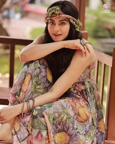 Adah Sharma in a breezy floral printed kurti from W, inspired by the colours and patterns of Nature. Her dupatta is styled like a headgear. Oxidised silver jewellery further spices up the look (Photo: Amit Khanna) Adah Sharma in a breezy floral printed kurti from W, inspired by the colours and patterns of Nature. Her dupatta is styled like a headgear. Oxidised silver jewellery further spices up the look (Photo: Amit Khanna)