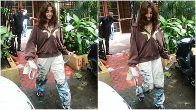 Disha Patani is here to show you how to slay oversized clothing like a pro. The diva gave her fans trendy fashion goals when she was spotted in Mumbai on Saturday morning, donning a brown hoodie and quirky printed white cargo pants. Styled with a tote bag and a pair of stylish sneakers, she looked effortlessly stylish. (HT photo/VarinderChawla) Disha Patani is here to show you how to slay oversized clothing like a pro. The diva gave her fans trendy fashion goals when she was spotted in Mumbai on Saturday morning, donning a brown hoodie and quirky printed white cargo pants. Styled with a tote bag and a pair of stylish sneakers, she looked effortlessly stylish. (HT photo/VarinderChawla)