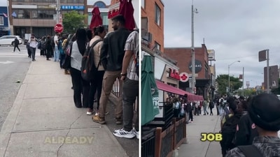 Students queue up for a job fair in Canada's Toronto. (Instagram/@heyiamnishat)