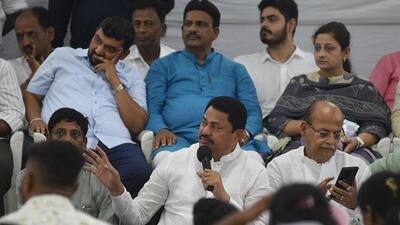 Congress state unit president Nana Patole (centre) on Saturday claimed that like the NCP (SP), the national party too compromised on seat-sharing for the 2024 Lok Sabha polls. (MAHENDRA KOLHE/HT) Congress state unit president Nana Patole (centre) on Saturday claimed that like the NCP (SP), the national party too compromised on seat-sharing for the 2024 Lok Sabha polls. (MAHENDRA KOLHE/HT)