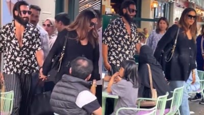 Ranveer Singh and Deepika Padukone were clicked by fans in London. Ranveer Singh and Deepika Padukone were clicked by fans in London.
