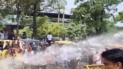 Several social media users condemned the Delhi Police's use of water cannons and highlighted the irony of the act. (PTI) Several social media users condemned the Delhi Police's use of water cannons and highlighted the irony of the act. (PTI)