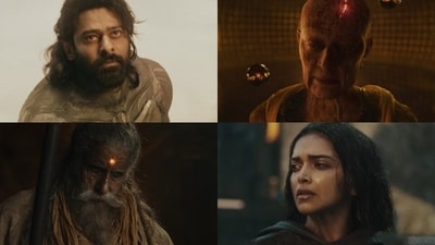 Prabhas, Kamal Haasan, Deepika Padukone, Amitabh Bachchan in Kalki 2898 AD. Prabhas, Kamal Haasan, Deepika Padukone, Amitabh Bachchan in Kalki 2898 AD.