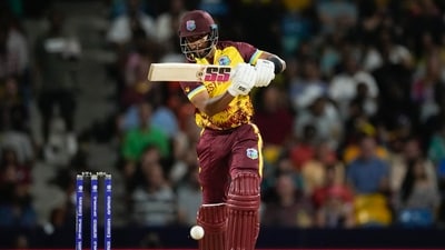 West Indies' Shai Hope bats during the men's T20 World Cup cricket match between the USA and the West Indies at Kensington Oval, Bridgetown, Barbados, Friday, June 21, 2024 (PTI) West Indies' Shai Hope bats during the men's T20 World Cup cricket match between the USA and the West Indies at Kensington Oval, Bridgetown, Barbados, Friday, June 21, 2024 (PTI)