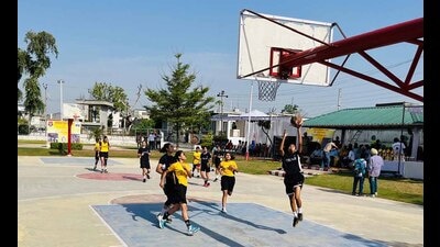 Players in action during a match organised by Ludhiana police on Saturday. (HT Photo) Players in action during a match organised by Ludhiana police on Saturday. (HT Photo)