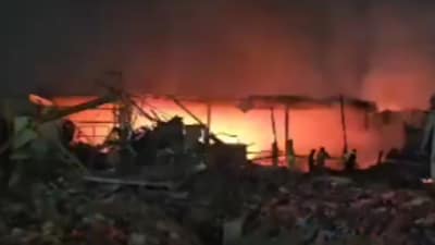Police said that more than two dozen factories, which were in close proximity to the fire extinguisher factory, were also gutted in the explosion (Twitter Photo) Police said that more than two dozen factories, which were in close proximity to the fire extinguisher factory, were also gutted in the explosion (Twitter Photo)
