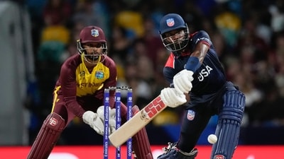 United States' Aaron Jones bats during the men's T20 World Cup cricket match between the USA and the West Indies at Kensington Oval, Bridgetown, Barbados, Friday, June 21, 2024 (AP) United States' Aaron Jones bats during the men's T20 World Cup cricket match between the USA and the West Indies at Kensington Oval, Bridgetown, Barbados, Friday, June 21, 2024 (AP)