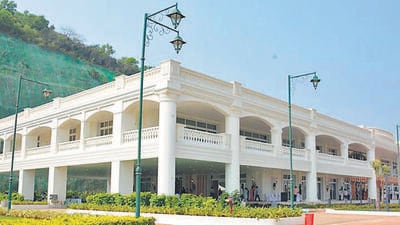 The Rushikonda Palace in Visakhapatnam is spread over 9.88 acres, and was reportedly built at a cost of ₹680 crore. (HT Photo) The Rushikonda Palace in Visakhapatnam is spread over 9.88 acres, and was reportedly built at a cost of ₹680 crore. (HT Photo)