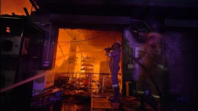The fire was controlled after four to five hours and the cause of the fire was a suspected short-circuit, said an official. (HT Photo) The fire was controlled after four to five hours and the cause of the fire was a suspected short-circuit, said an official. (HT Photo)