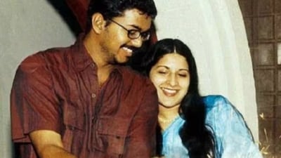 Vijay married his wife, Sangeetha Sornalingam, in August 1999 and the couple has been together ever since. Vijay married his wife, Sangeetha Sornalingam, in August 1999 and the couple has been together ever since.