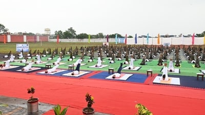 CRPF organised yoga sessions at the SDG Camp, Old JNU Campus in Delhi, and various remote locations nationwide. (X/CRPF) CRPF organised yoga sessions at the SDG Camp, Old JNU Campus in Delhi, and various remote locations nationwide. (X/CRPF)