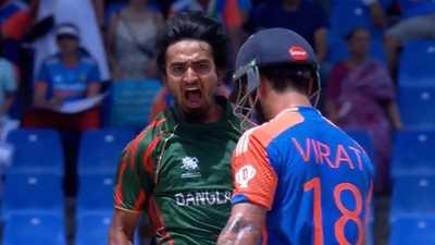 Tanzim Hasan stares at Virat Kohli after dismissing him (X)