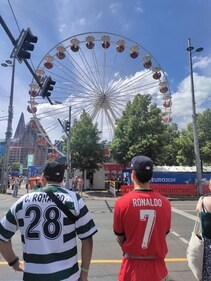 Ronaldo jerseys from various stages of the forward's celebrated career were common sights throughout the city of Leipzig. This picture shows the entrance to Augustusplatz, the sight for Euro fan zone. (Rishabh Gupta) Ronaldo jerseys from various stages of the forward's celebrated career were common sights throughout the city of Leipzig. This picture shows the entrance to Augustusplatz, the sight for Euro fan zone. (Rishabh Gupta)
