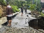 Representational Image: The section of a road damaged due to landslides triggered by incessant rainfall at Mangan in the neighbouring Sikkim state. (PTI) Representational Image: The section of a road damaged due to landslides triggered by incessant rainfall at Mangan in the neighbouring Sikkim state. (PTI)