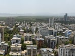 An aerial view of housing and real estate in Mumbai.