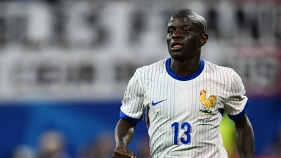 N'golo Kante runs with the ball during the UEFA Euro 2024 Group D football match between the Netherlands and France. (AFP)
