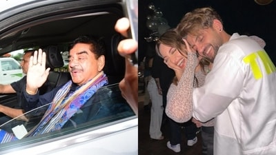 Shatrughan Sinha and his wife Poonam arrive at Sonakshi Sinha and Zaheer Iqbal's wedding. Shatrughan Sinha and his wife Poonam arrive at Sonakshi Sinha and Zaheer Iqbal's wedding.