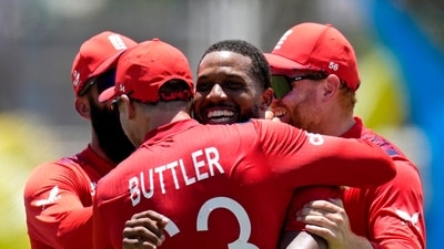 Pacer Chris Jordan grabbed a sensational hat-trick in his birthplace as USA were all out for 115 (AP)