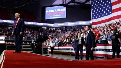 Donald Trump walks offstage after speaking at a campaign rally at the Liacouras Center on June 22, 2024 in Philadelphia, Pennsylvania. (Getty Images via AFP) Donald Trump walks offstage after speaking at a campaign rally at the Liacouras Center on June 22, 2024 in Philadelphia, Pennsylvania. (Getty Images via AFP)