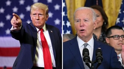 Donald Trump blasts Joe Biden over ‘unsafest border’ at Philadelphia rally (REUTERS/Tom Brenner, photo by Drew ANGERER / AFP)