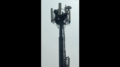 Upset over salary cut, bus driver climbs mobile tower in protest (HT photo) Upset over salary cut, bus driver climbs mobile tower in protest (HT photo)