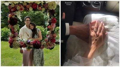 Taking to Instagram Stories on Saturday, Jasmine dropped a photo from her wedding with Sidhartha Mallya. While the newlyweds faces were not visible, the picture featured them holding hands. Jasmine was in a white gown, while Sidhartha wore a black tuxedo in the photo as they flaunted their wedding rings. Don't miss Jasmine's huge diamond ring! Taking to Instagram Stories on Saturday, Jasmine dropped a photo from her wedding with Sidhartha Mallya. While the newlyweds faces were not visible, the picture featured them holding hands. Jasmine was in a white gown, while Sidhartha wore a black tuxedo in the photo as they flaunted their wedding rings. Don't miss Jasmine's huge diamond ring!