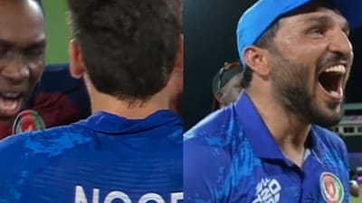 Afghanistan celebrate their win. Afghanistan celebrate their win.