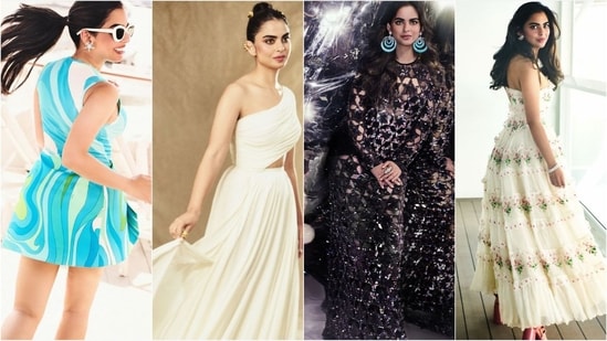 Explore Isha Ambani's stunning gowns worn at Anant-Radhika's pre-wedding festivities. (Instagram/@anaitashroffadajania)