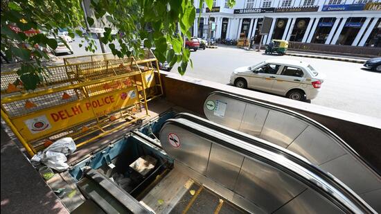 Escalators near the Shankar Market subway in Connaught Place are in a dysfunctional state. (Arvind Yadav/HT Photo)