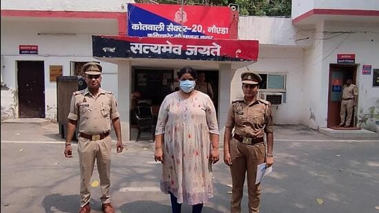 She was arrested from her residence on Saturday by the Crime Response Team of Noida Police with the help of the local police in Tamil Nadu. (HT Photo)