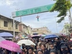 A rally organised by the Kuki-Zo community in Manipur's Churachandpur on Monday. (PTI) A rally organised by the Kuki-Zo community in Manipur's Churachandpur on Monday. (PTI)
