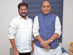 Telangana CM Revanth Reddy calls on Defence Minister Rajnath Singh, in New Delhi on Monday. Telangana CM Revanth Reddy calls on Defence Minister Rajnath Singh, in New Delhi on Monday.