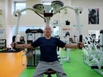 An 83-year-old man uses a pec deck machine as he works out at the Fukagawa Sports Center in Tokyo. If you are getting up there in years, weight-resistance training might deliver unexpected benefits. An 83-year-old man uses a pec deck machine as he works out at the Fukagawa Sports Center in Tokyo. If you are getting up there in years, weight-resistance training might deliver unexpected benefits.