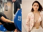 Alia Bhatt lifts 40 kgs as she does hip thrusts at gym in viral video. Alia Bhatt lifts 40 kgs as she does hip thrusts at gym in viral video.