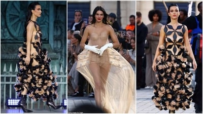 Kendall Jenner and Katy Perry steal the show in risqué outfits at Paris fashion event. (Gettyimages) Kendall Jenner and Katy Perry steal the show in risqué outfits at Paris fashion event. (Gettyimages)