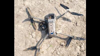 A drone recovered by the Border Security Force in Ferozepur on Monday.
