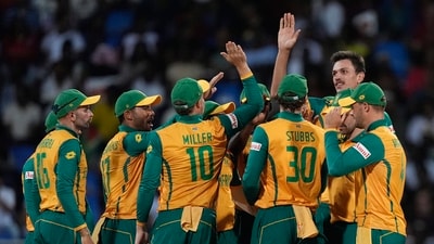 South Africa defeated West Indies by three wickets in their T20 World Cup Super 8 fixture in Antigua, qualifying for the semi-finals. (AP) South Africa defeated West Indies by three wickets in their T20 World Cup Super 8 fixture in Antigua, qualifying for the semi-finals. (AP)