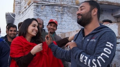 A photograph clicked on the sets of Stree 2 A photograph clicked on the sets of Stree 2