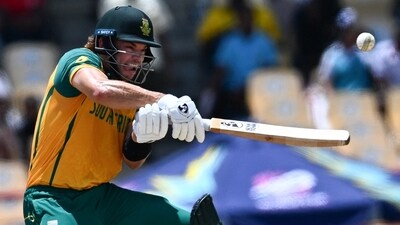 Initially, South Africa were set a target of 136 runs and reached 15/2 in two overs. But due to rain stopping play, they were given a revised DLS target of 123 runs, with three overs reduced. The Proteas reached 124/7 in 16.1 overs. (AFP) Initially, South Africa were set a target of 136 runs and reached 15/2 in two overs. But due to rain stopping play, they were given a revised DLS target of 123 runs, with three overs reduced. The Proteas reached 124/7 in 16.1 overs. (AFP)