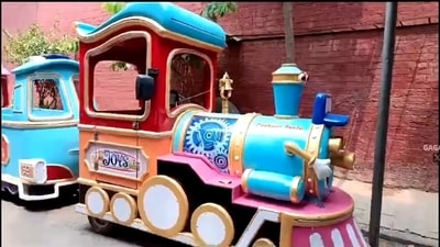 Toy train in which the 11-year-old boy was taking the ride. (Pic Courtesy: Gagandeep Singh X) Toy train in which the 11-year-old boy was taking the ride. (Pic Courtesy: Gagandeep Singh X)