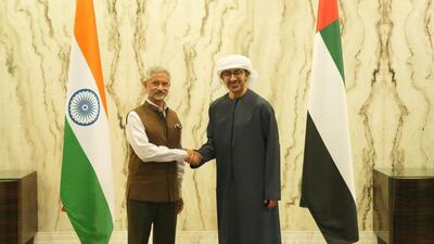 Jaishankar met Abdullah bin Zayed Al Nahyan during a brief visit to the UAE on Sunday. (Dr. S. Jaishankar | Official X account) Jaishankar met Abdullah bin Zayed Al Nahyan during a brief visit to the UAE on Sunday. (Dr. S. Jaishankar | Official X account)